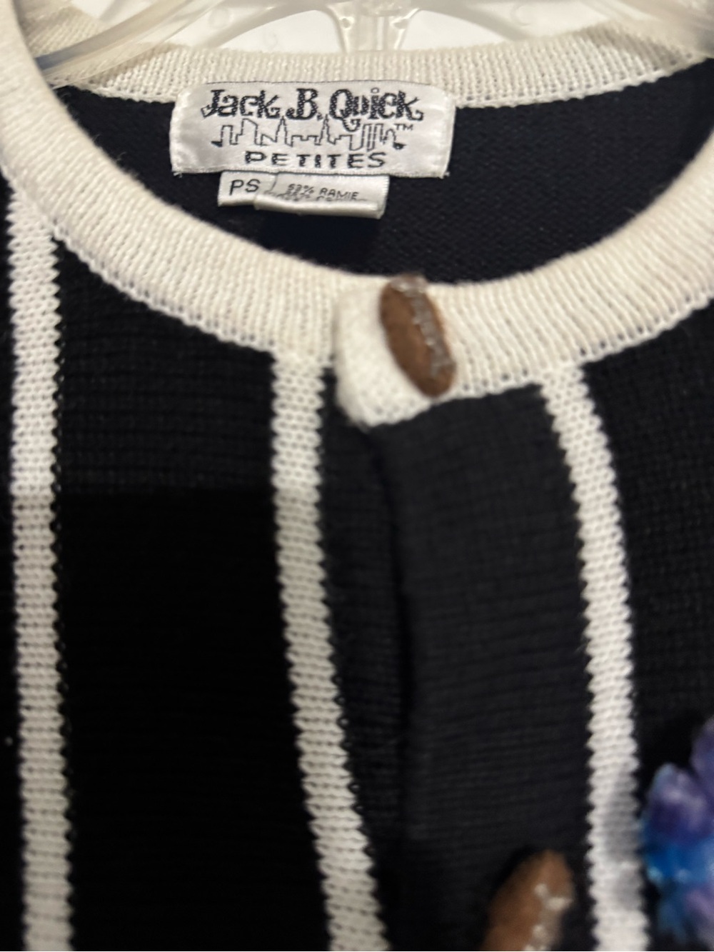 Vintage Black & White Striped Embellished Cardigan Jacket - Picture 5 of 5
